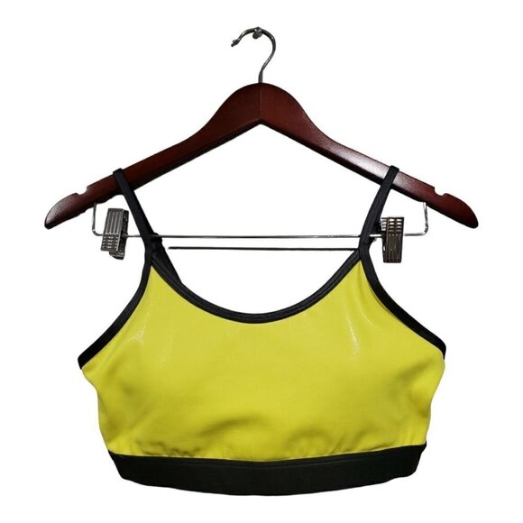 Zyia Active Neon Yellow Metallic Light N Tight Adjustable Strap Sports Bra Sz M - Picture 1 of 9